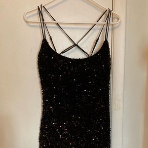 Lucy In The Sky black strappy sequin bodycon dress
